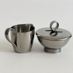 Vintage GENSE Ranka Royal Swedish Stainless Steel Creamer Sugar‎ Bowl MCM